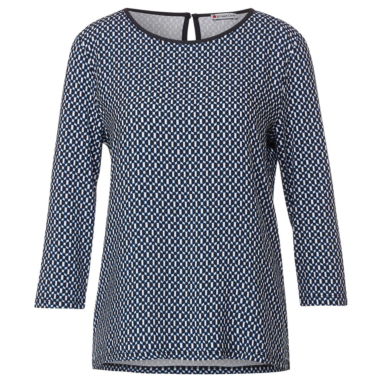 Street One Printed Mix 3/4 Arm Shirt Deep Blue 1 Street One Printed Mix 3/4 Arm Shirt Deep Blue