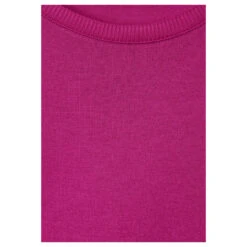 Street One Damen Pullover Rib Neck U-Boat Bright Cozy Pink -Modebekleidungs Geschäft street one rib neck u boat shi lila 15463 detail