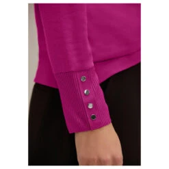 Street One Damen Pullover Rib Neck U-Boat Bright Cozy Pink -Modebekleidungs Geschäft street one rib neck u boat shi lila 15463 model detail