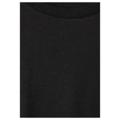 Street One Damen Pullover Rib Neck U-Boat Black -Modebekleidungs Geschäft street one rib neck u boat shirt rundhalsshirt schwarz 10001 detail
