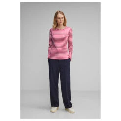 Street One Damen Langarm Shirt Rib Cozy Pink 9 Street One Damen Langarm Shirt Rib Cozy Pink -Modebekleidungs Geschäft street one rib shirt rosa 25378 model