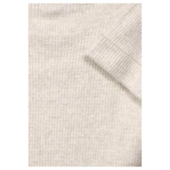 Street One Damen 3/4 Arm Pullover Round Neck Structure Cream White Melange -Modebekleidungs Geschäft street one round neck with structure pullover weiss 14959 detail