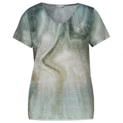 Street One Damen T-Shirt Shadings Burn Dessin Soft Moss Green