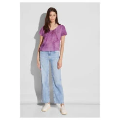 Street One Damen T-Shirt Shadings Burn Dessin Magnolia Pink -Modebekleidungs Geschäft street one shadings burn dessin shirt rosa 35755 model