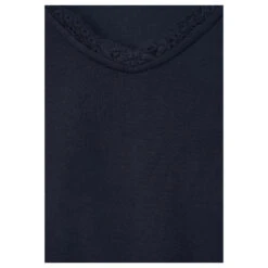 Street One V-Neck T-Shirt Deep Blue -Modebekleidungs Geschäft street one shirt v neck with lace blau 11238 detail