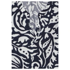 Street One Damen Kurzarm Bluse Splitneck Deep Blue -Modebekleidungs Geschäft street one shirtblouse with splitneck bluse blau 21238 detail