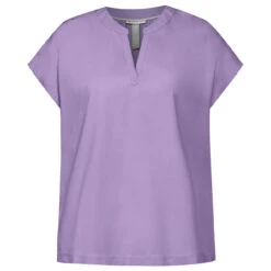Street One Damen Kurzarm Bluse Splitneck Smell Of Lavender