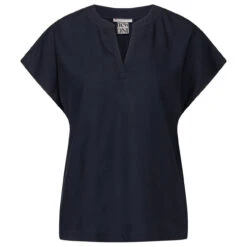 Street One Damen Kurzarm Bluse Splitneck Dark Blue