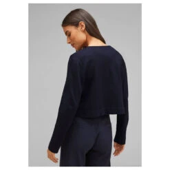 Street One Damen Strickjacke Short Cardigan Deep Blue -Modebekleidungs Geschäft street one short cardigan blau 11238 ansicht model hinten