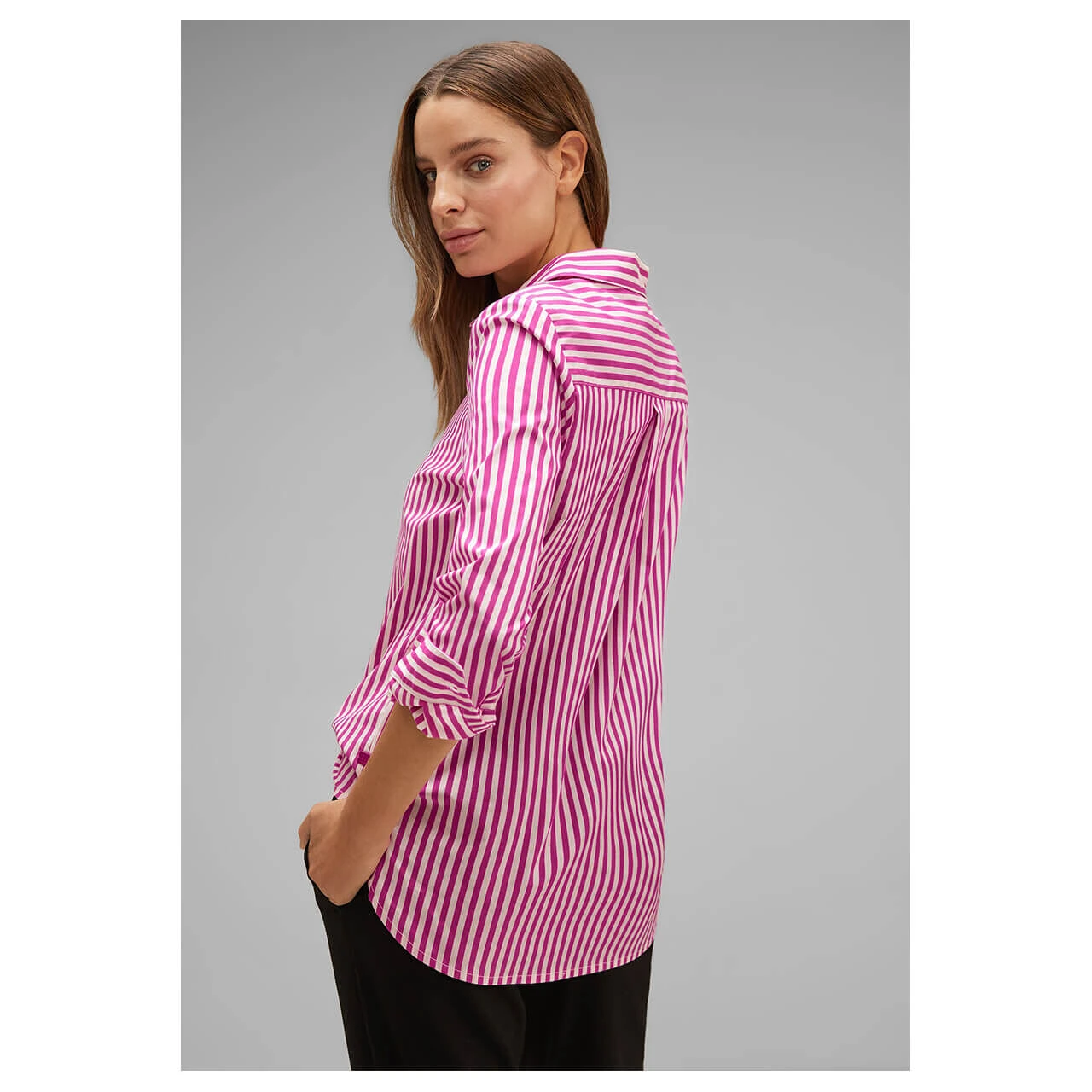 Street One Damen Langarm Bluse Striped Office Bright Cozy Pink 3 Street One Damen Langarm Bluse Striped Office Bright Cozy Pink – Bild 3