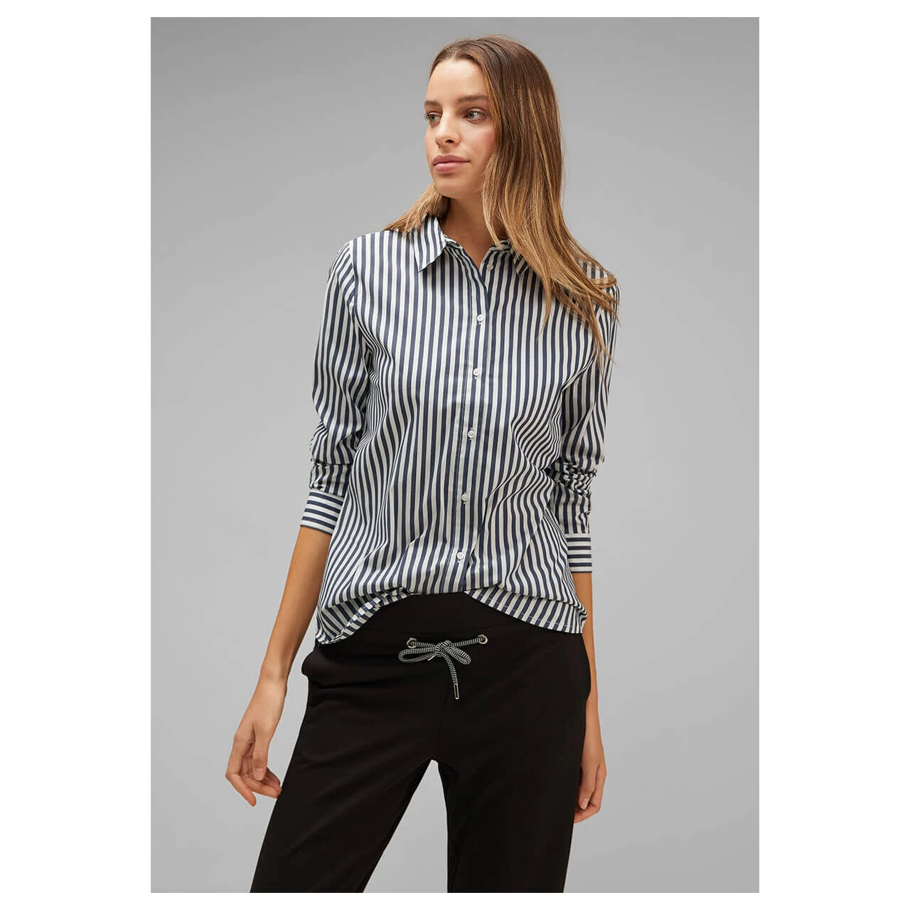 Street One Damen Langarm Bluse Striped Office Deep Blue 2 Street One Damen Langarm Bluse Striped Office Deep Blue – Bild 2