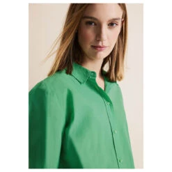 Street One Damen Langarm Bluse Striped Fresh Green -Modebekleidungs Geschäft street one striped shirtcollar gruen 25376 model detail