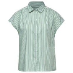 Street One Damen Kurzarm Bluse Striped Shirtcollar Soft Moss Green