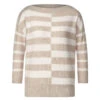 Street One Damen 3/4 Arm Pullover Striped U-Boat Sweater Sand Melange