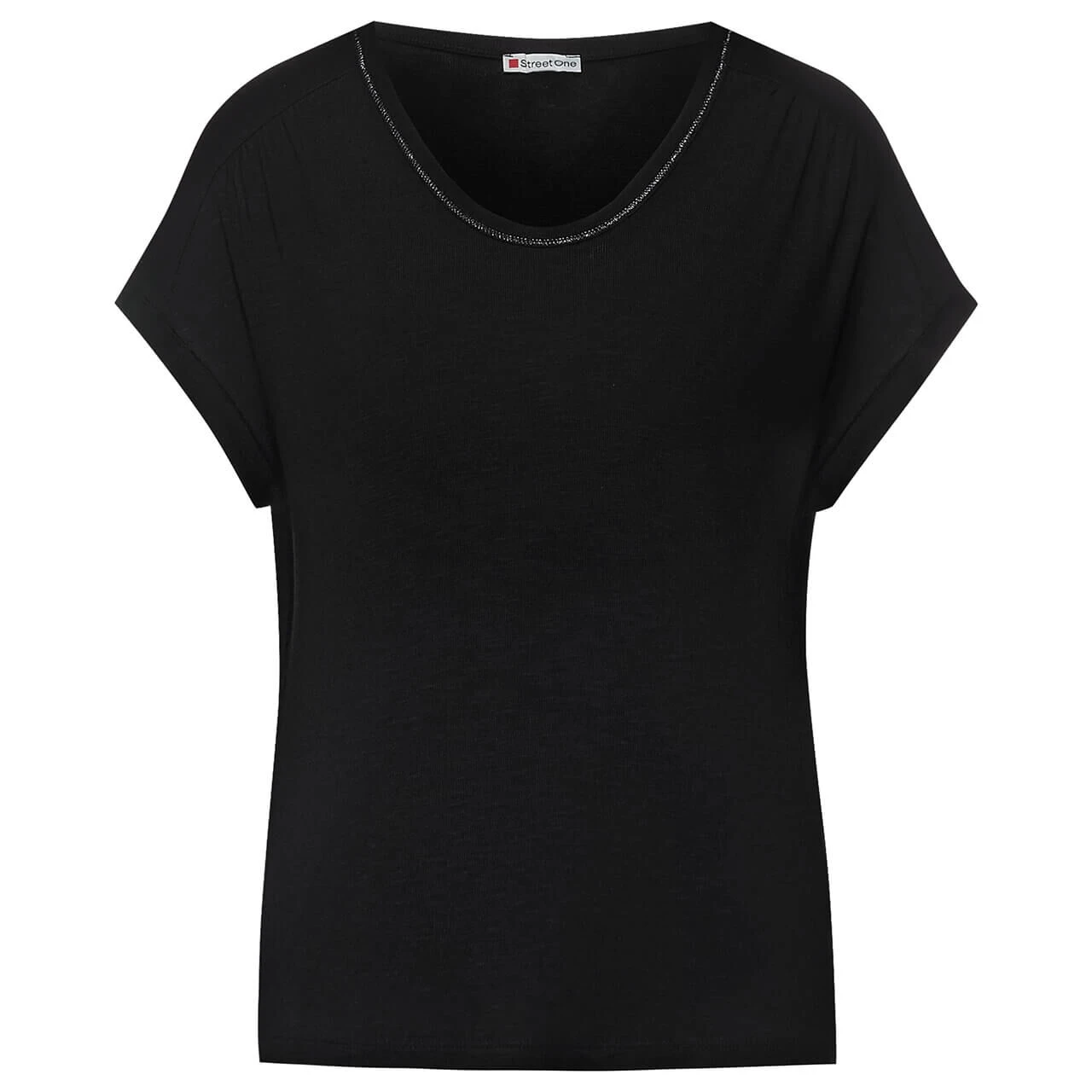 Street One Damen T-Shirt Deep Black Glitter 1 Street One Damen T-Shirt Deep Black Glitter