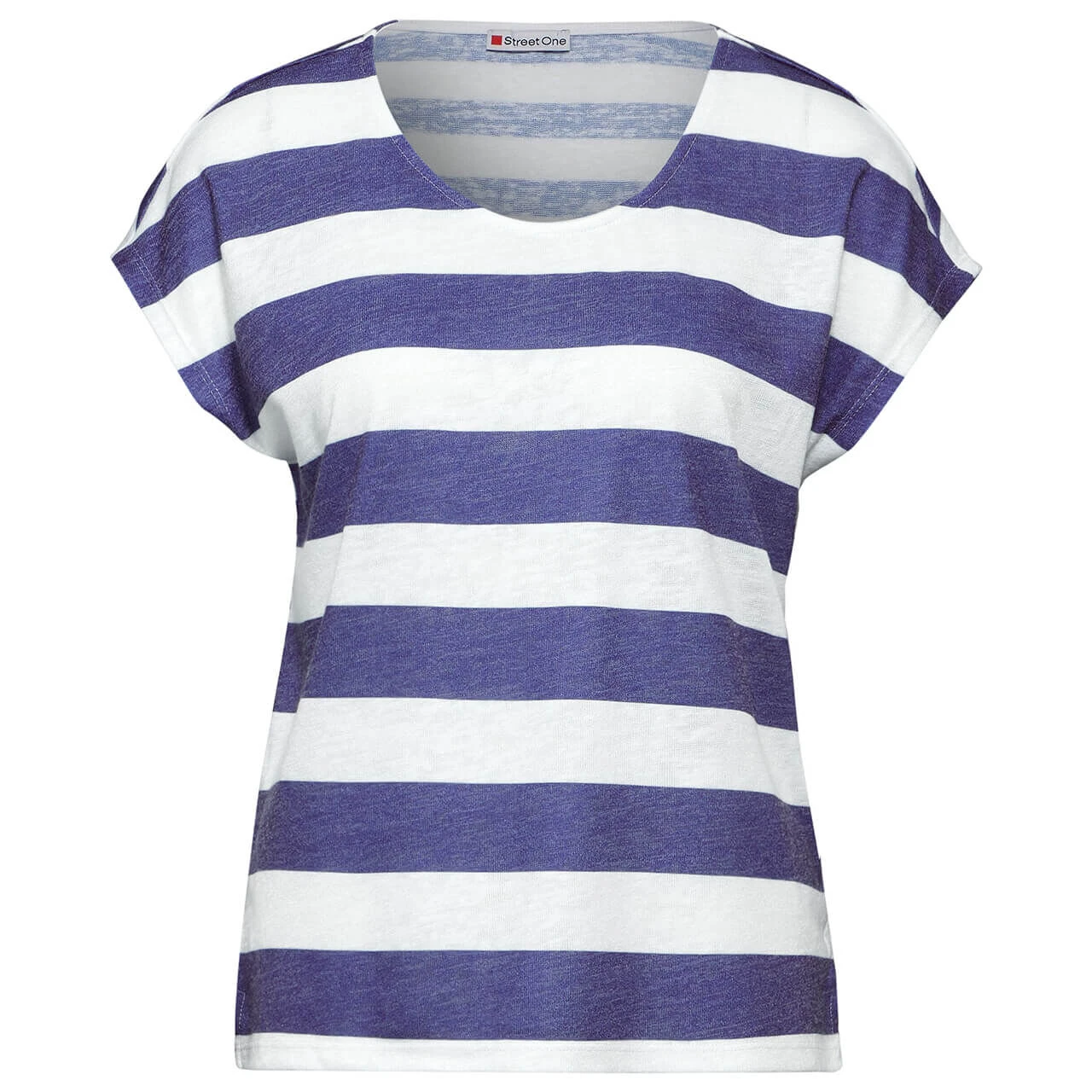 Street One Damen T-Shirt Two-color Stripe Deep Water Blue 1 Street One Damen T-Shirt Two-color Stripe Deep Water Blue