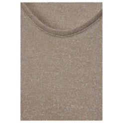 Street One Damen T-Shirt V-neck Shiny Safari Beige -Modebekleidungs Geschäft street one v neck shiny shirt beige 15617 detail