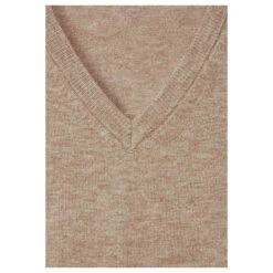 Street One V-neck Pullover Bleached Sand Melange 9 Street One V-neck Pullover Bleached Sand Melange -Modebekleidungs Geschäft street one v neck sweater pullover beige 14960 detail