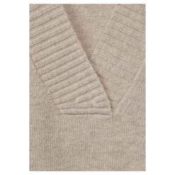 Street One Damen Pullover V-neck Sweater Sand Melange -Modebekleidungs Geschäft street one v neck sweater pullover beige 15379 detail