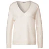 Street One Damen Pullover V-neck Cream White Melange