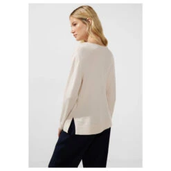 Street One Damen Pullover V-neck Cream White Melange -Modebekleidungs Geschäft street one v neck sweater pullover weiss 14959 seite