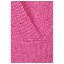 Street One Damen Pullover V-neck Sweater Cozy Pink Melange -Modebekleidungs Geschäft street one v neck sweater rosa 15310 detail