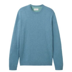 Tom Tailor Herren Pullover Basic Crewneck Blue Water Melange Compact Cotton