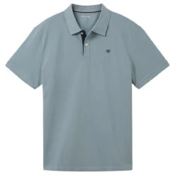 Tom Tailor Herren Piqué Poloshirt Contrast Grey Mint