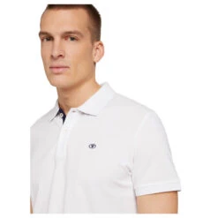 Tom Tailor Herren Piqué Poloshirt Contrast White -Modebekleidungs Geschäft tom tailor basic polo with contrast weiss 20000 model detail