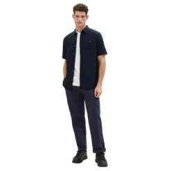 Tom Tailor Herren 1/2 Arm Hemd Sky Captain Blue 8 Tom Tailor Herren 1/2 Arm Hemd Sky Captain Blue -Modebekleidungs Geschäft tom tailor cotton linen shirt kurzarmhemd blau 10668 model