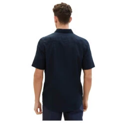 Tom Tailor Herren 1/2 Arm Hemd Sky Captain Blue 7 Tom Tailor Herren 1/2 Arm Hemd Sky Captain Blue -Modebekleidungs Geschäft tom tailor cotton linen shirt kurzarmhemd blau 10668 model hinten