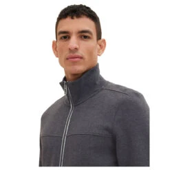 Tom Tailor Herren Sweatjacke Dark Grey Melange -Modebekleidungs Geschäft tom tailor cutline sweat jacket grau 11086 ansicht portrait