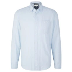 Tom Tailor Herren Hemd Light Blue White Structure