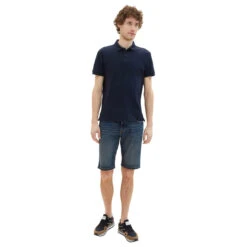 Tom Tailor Josh Jeans Bermuda Dark Blue Denim -Modebekleidungs Geschäft tom tailor jeans josh shorts blau 10120 ansicht