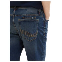 Tom Tailor Josh Jeans Bermuda Dark Blue Denim -Modebekleidungs Geschäft tom tailor jeans josh shorts blau 10120 ansicht detail hinten