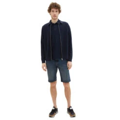 Tom Tailor Josh Jeans Bermuda Dark Blue Denim -Modebekleidungs Geschäft tom tailor jeans josh shorts blau 10120 ansicht front
