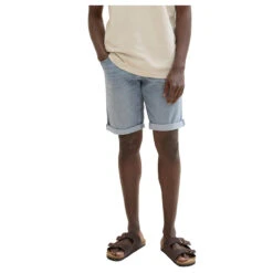 Tom Tailor Josh Jeans Bermuda Blue Grey Denim -Modebekleidungs Geschäft tom tailor jeans josh shorts blau 10160 model front