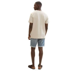 Tom Tailor Josh Jeans Bermuda Blue Grey Denim -Modebekleidungs Geschäft tom tailor jeans josh shorts blau 10160 model hinten