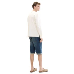 Tom Tailor Morris Overknee 3/4 Jeans Tinted Blue Denim -Modebekleidungs Geschäft tom tailor jeans morris overknee blau 10127 model hinten