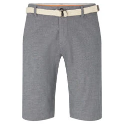 Tom Tailor Chino Baumwoll Bermuda Navy White Dobby -Modebekleidungs Geschäft tom tailor jeans slim chino berumda with belt shorts grau 29422 ansicht