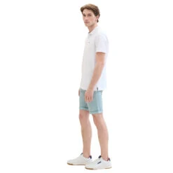 Tom Tailor Chino Baumwoll Bermuda Grey Blue -Modebekleidungs Geschäft tom tailor jeans slim chino shorts blau 27475 model seite