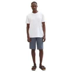 Tom Tailor Chino Baumwoll Bermuda Blue Structure Print -Modebekleidungs Geschäft tom tailor jeans slim printed chino shorts blau 34674 model