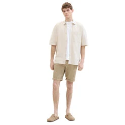 Tom Tailor Chino Baumwoll Bermuda Chinchilla Brown -Modebekleidungs Geschäft tom tailor jeans slim shino shorts braun 11018 model