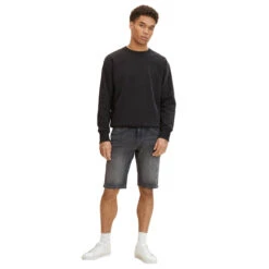 Tom Tailor Josh Jeans Bermuda Used Mid Stone Grey -Modebekleidungs Geschäft tom tailor josh shorts grau 10219 ansicht frontal