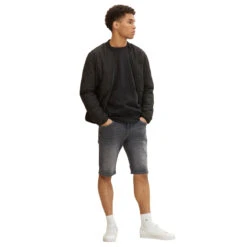 Tom Tailor Josh Jeans Bermuda Used Mid Stone Grey -Modebekleidungs Geschäft tom tailor josh shorts grau 10219 ansicht vorne