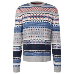 Tom Tailor Herren Pullover Grey Navy Allover Jacquard