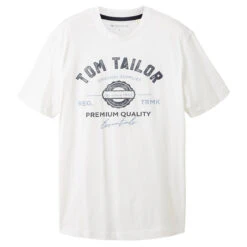 Tom Tailor Herren T-Shirt White Logo Print