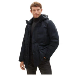 Tom Tailor Herren Jacke Arctic Parka Black Grey -Modebekleidungs Geschäft tom tailor parka schwarz 29999 detail front