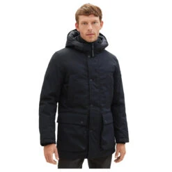 Tom Tailor Herren Jacke Arctic Parka Black Grey -Modebekleidungs Geschäft tom tailor parka schwarz 29999 detail vorne