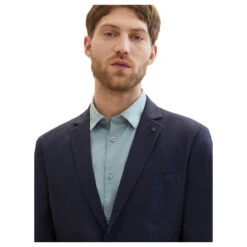 Tom Tailor Herren Sakko Navy Blue Houndstooth -Modebekleidungs Geschäft tom tailor performance blazer blau 35223 model detail